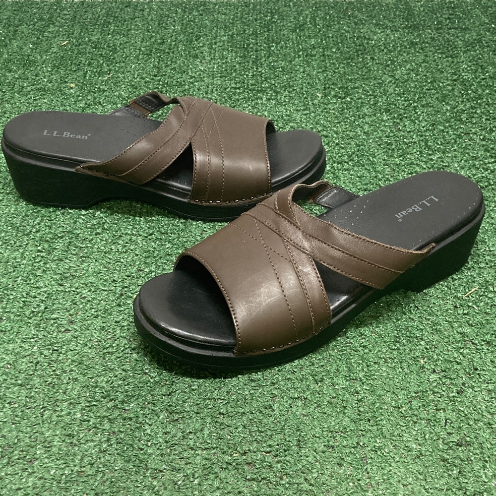L.L. Bean Women's Brown Slide Sandals Size 41(US 9.5) (OKPM-09-022)